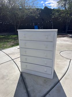White 5-Drawer Dresser – Tall Bedroom Chest