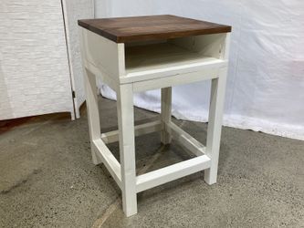 Sturdy 2-Tone Cubby Side Table