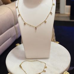 Set Cadena Y Pulsera Bañado En Oro (acero Inoxidable 
