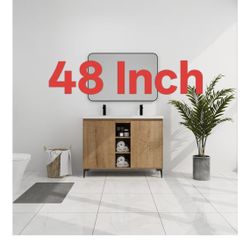 48 Inch Freestanding Bathroom Vanity with Double Sink, Soft Closing Door Hinge,Imitative Oak