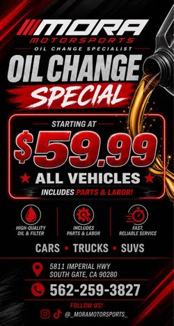 OIL CHANGE SPECIAL - STARTING AT $59.99