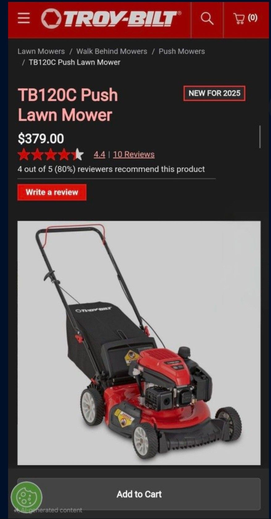 New In Box Push Mower.
