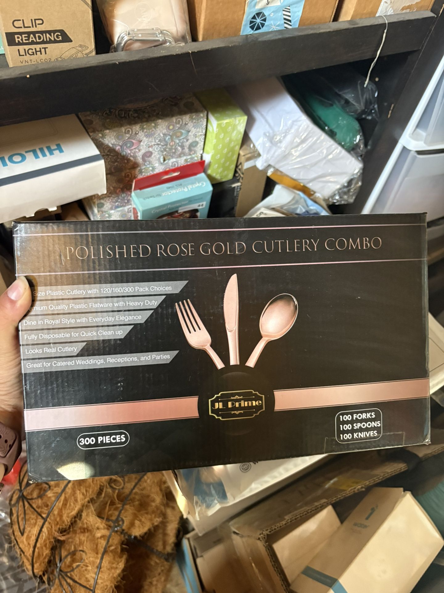 300 PLASTIC rose Gold Cutlery Set