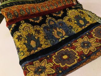 Gorgeous, Upholstery Fabric in Fall Colors - Floral, Daisy, Maroon, Gold/ Mustard Yellow, Orange, Blue & Green - Almost 2 Yards