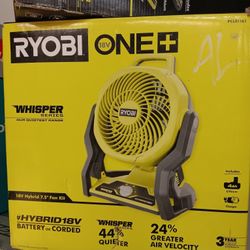 Ryobi ONE + 18V WHISPER Hybrid 7.5" Fan. Tool-Only 
