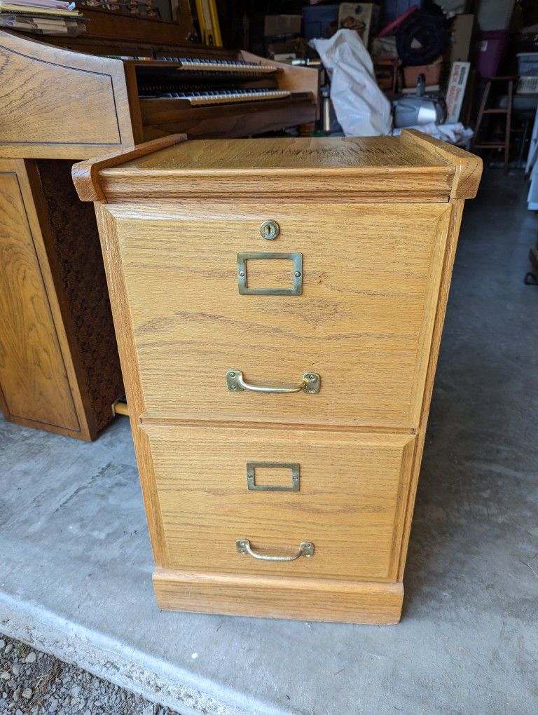 Oak Wood Two-drawer Filing Cabinet