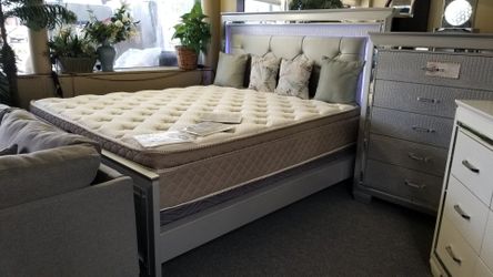 Brand new gray LED king or CA king bedframe