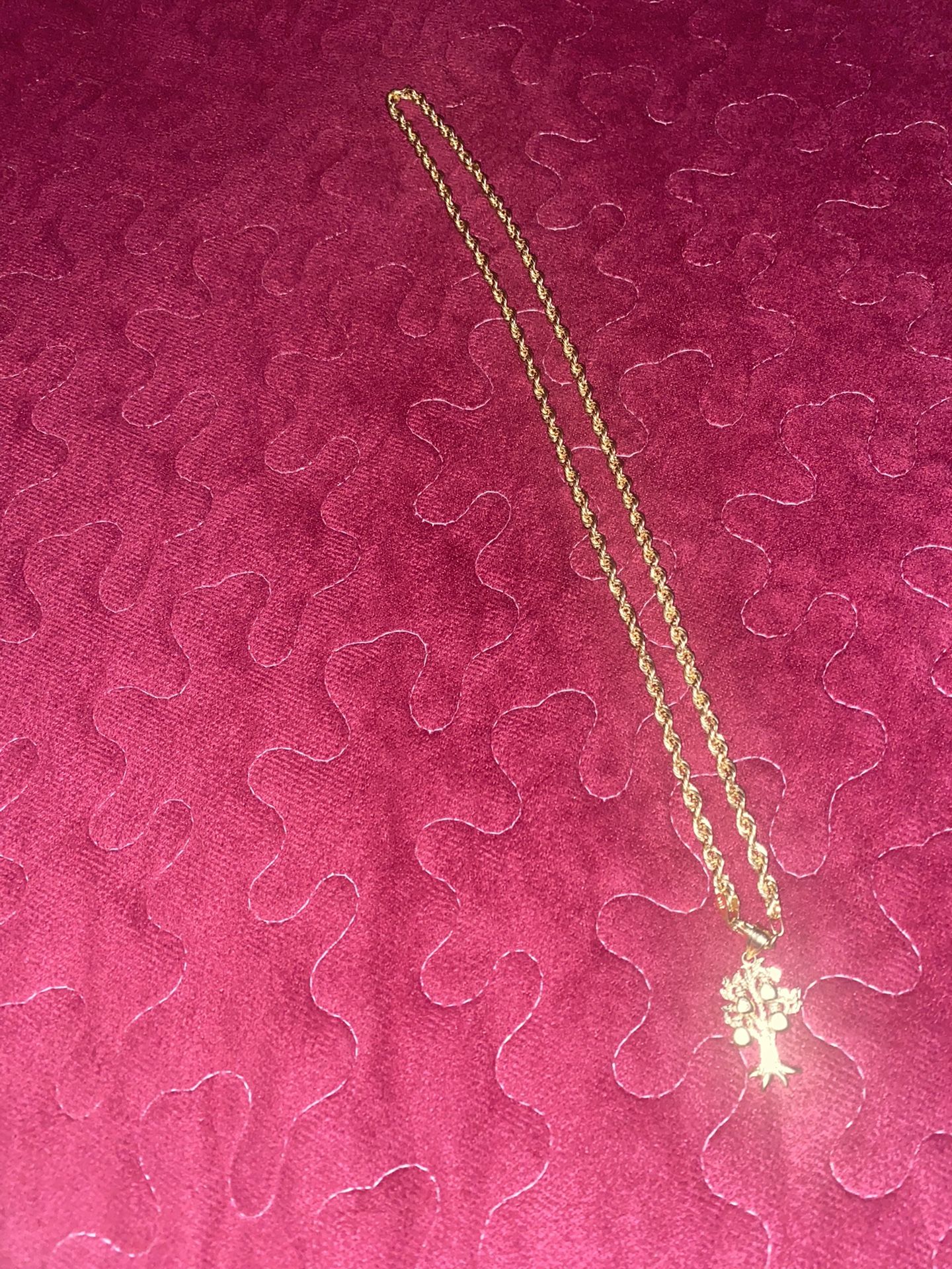 10k Gold Rope Chain With Pendant