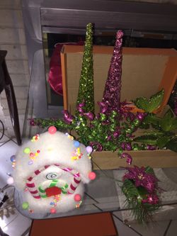 Lime Green and Hot pink Christmas decorations