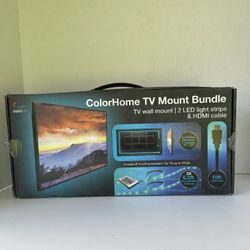 New Aura LED ColorHome TV Mount Bundle 37"-75" Mount, 2 LED Strips, HDMI Cable