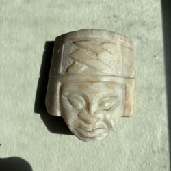 2x2 Inch White Stone Engraving Of Native W/ Headdress 