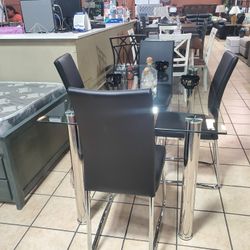 5pc Glass Top Dining Set