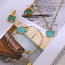 316L Stainless Steel turquoise EARRINGS