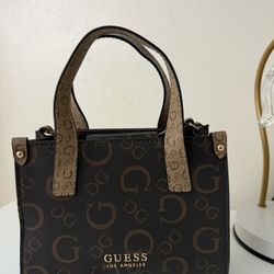 GUESS Brown Logo Mini Tote Bag