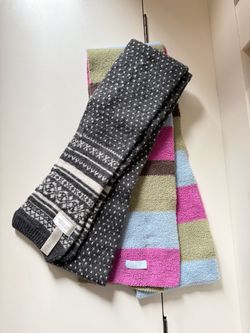 Two Scarves Fair Isle Knit and Colorblock