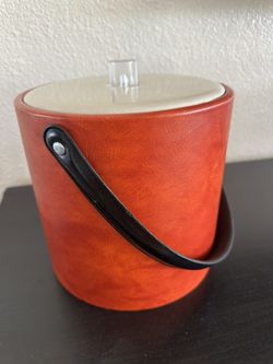 Mid Century Modern Orange Ice Bucket 