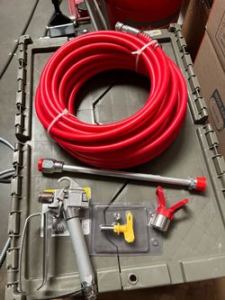 Airless 3600 Psi Paint Spray Gun with #517 Tip And 50' Hose (red)