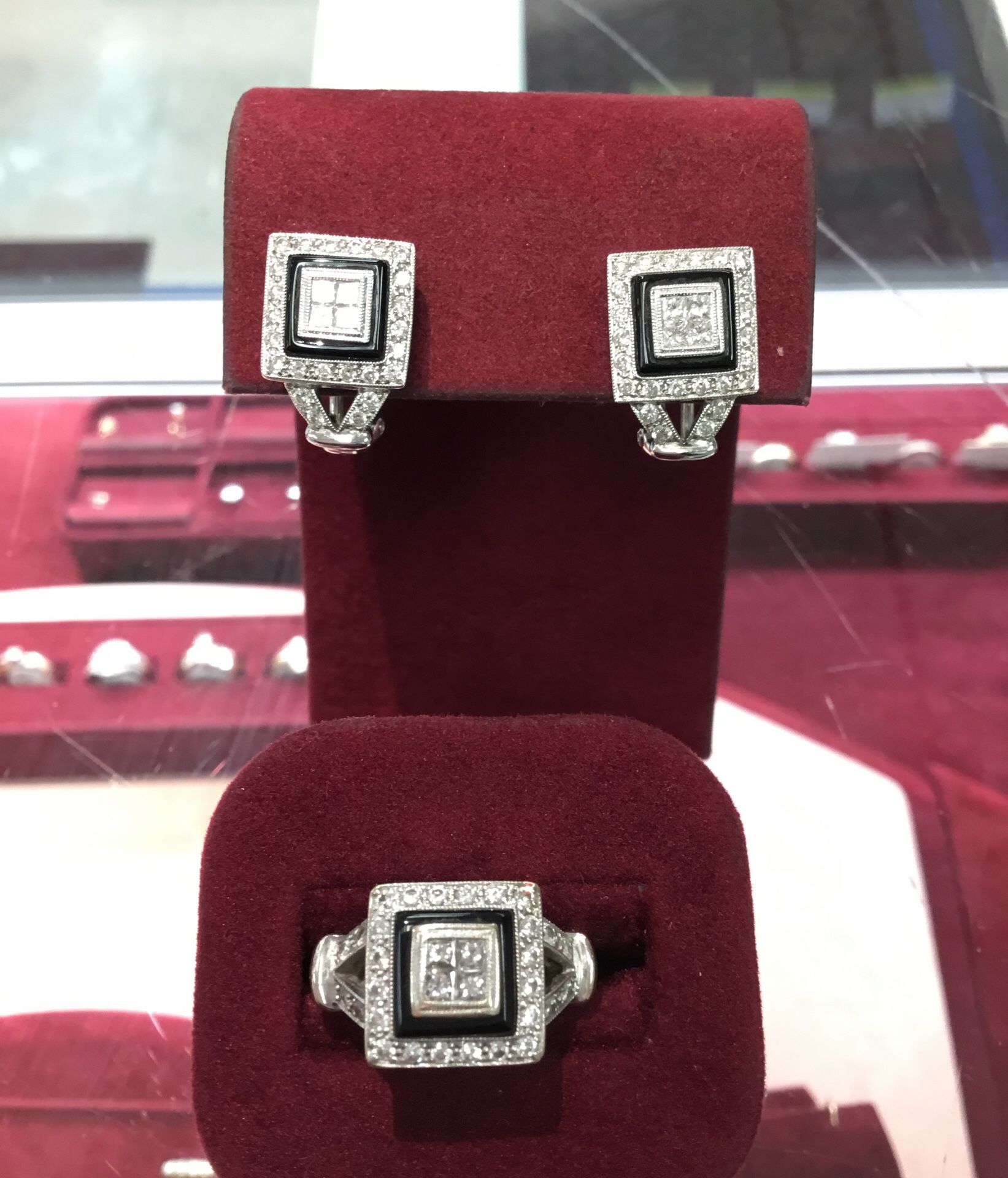 Diamond ring and earring set