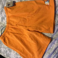 Orange Champion Fleece Shorts Embroidered Logo Size Mens Large