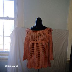 Simply NOELLE PEACH/nOrange Knit Crop Sweather SizeS/M 8-10