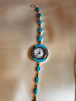 Turquoise and marcasite watch