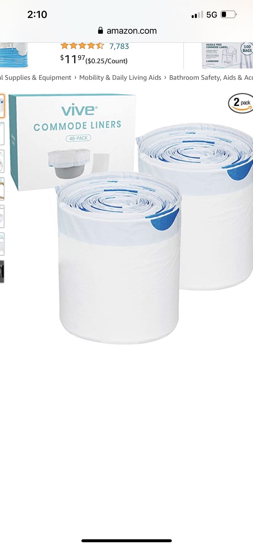 Vive 48 Pack Of Commode Liners With Absorbent Pad Disposable Replacement Bag Fits Standard Adult Bariatric Bedside Commode Pail And Folding Portable