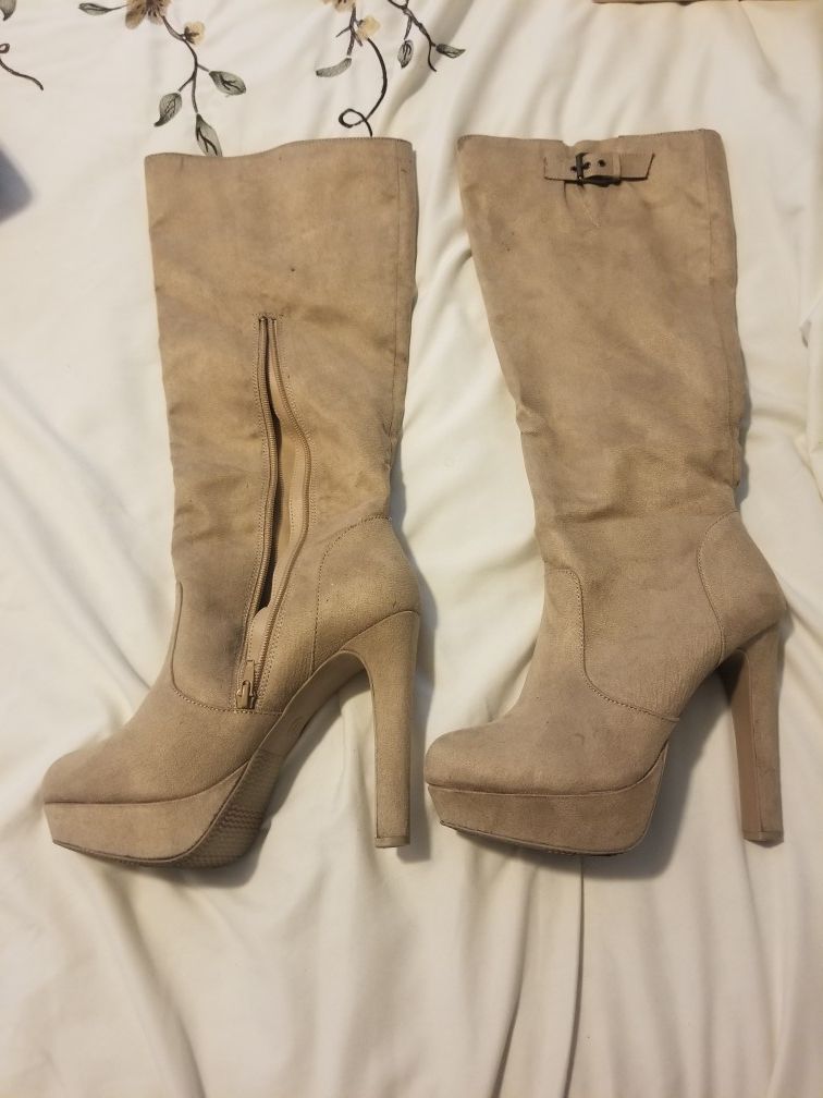 Tan suade boots