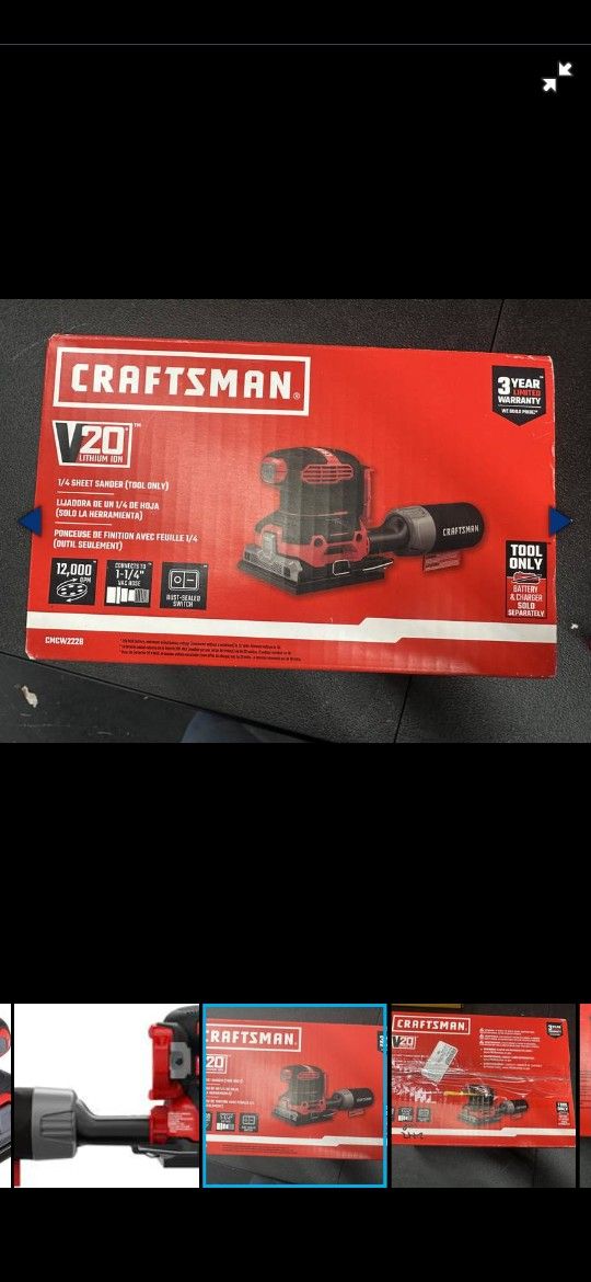 Craftsman V20 Cordless 1/4 Sheet Finishing Sander Tool