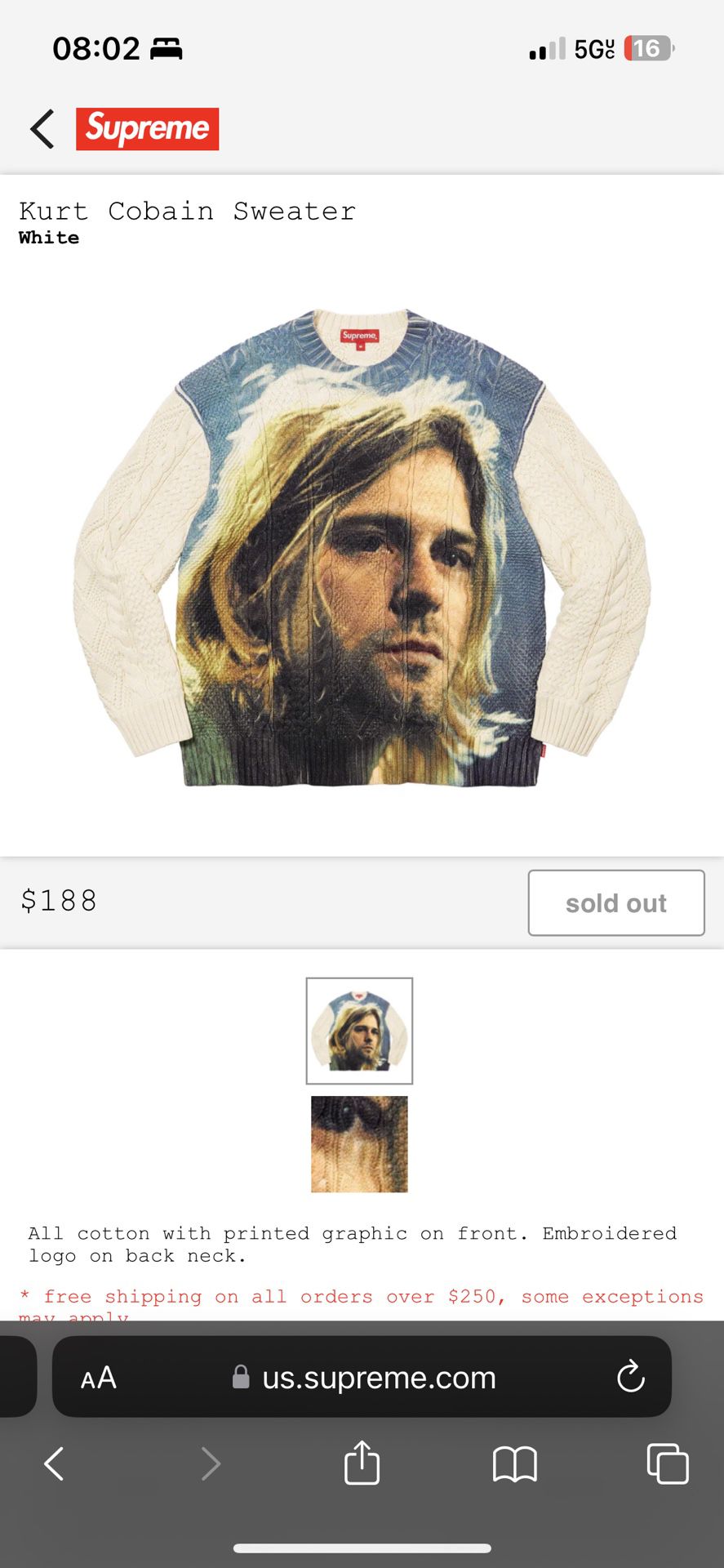 Supreme Kurt Cobain sweater XL for Sale in Las Vegas, NV - OfferUp