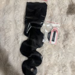 Human Hair Body Wave Ponytail with Magic Paste Warp Around 100% Human Women Natural Color 18 Inch