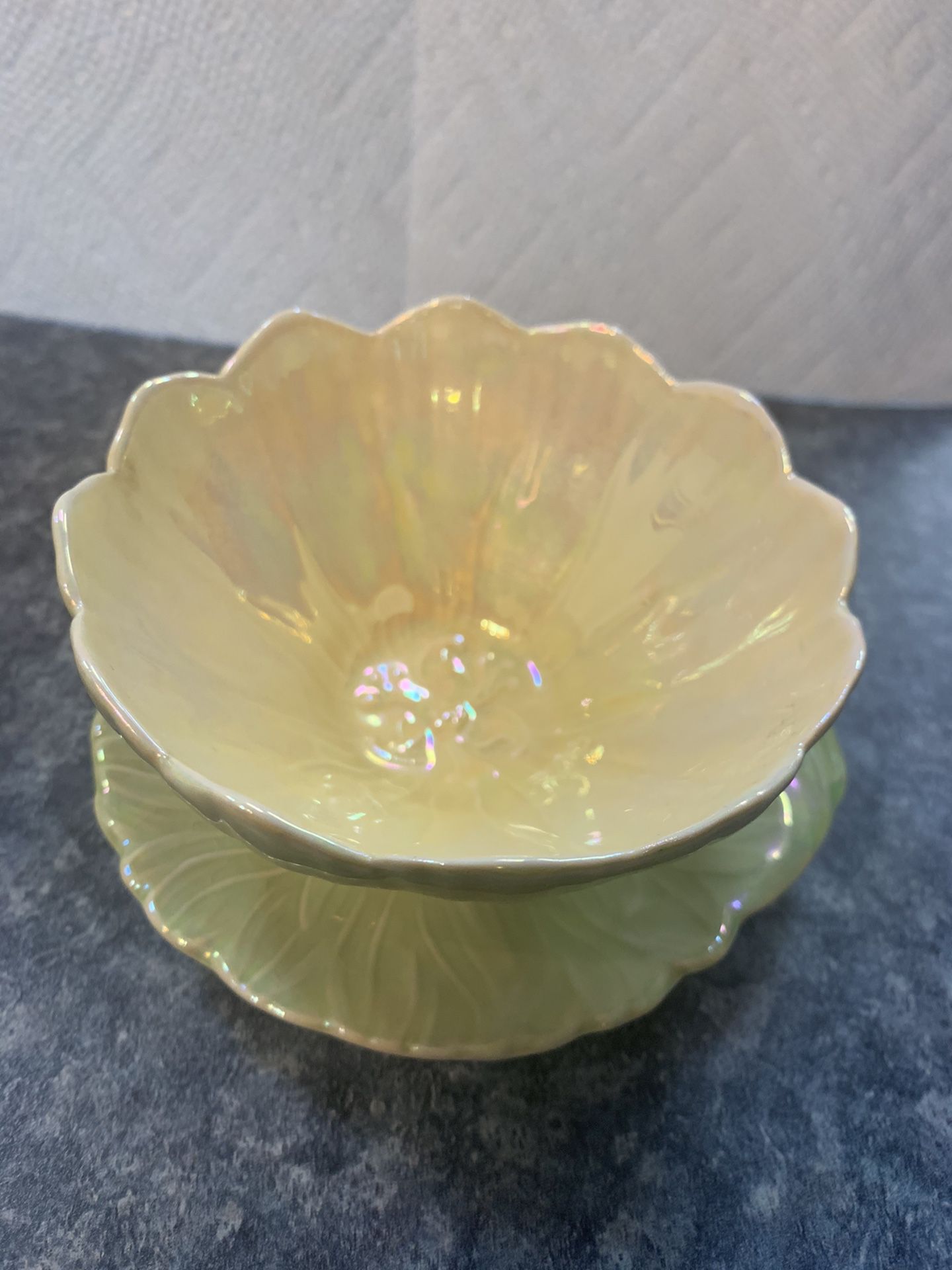Royal Winton Lotus Bowl With Attached Saucer 2 3/4” High