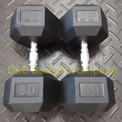 80lb Rubber Hex Dumbbells PAIR Weights