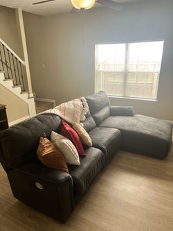 3 Piece Power Reclining Sectional w/ Power Headrest - Charcoal Grey - $750 OBO