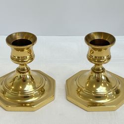 Pair Vintage Brass Candle Holders 3-Inch Candlesticks