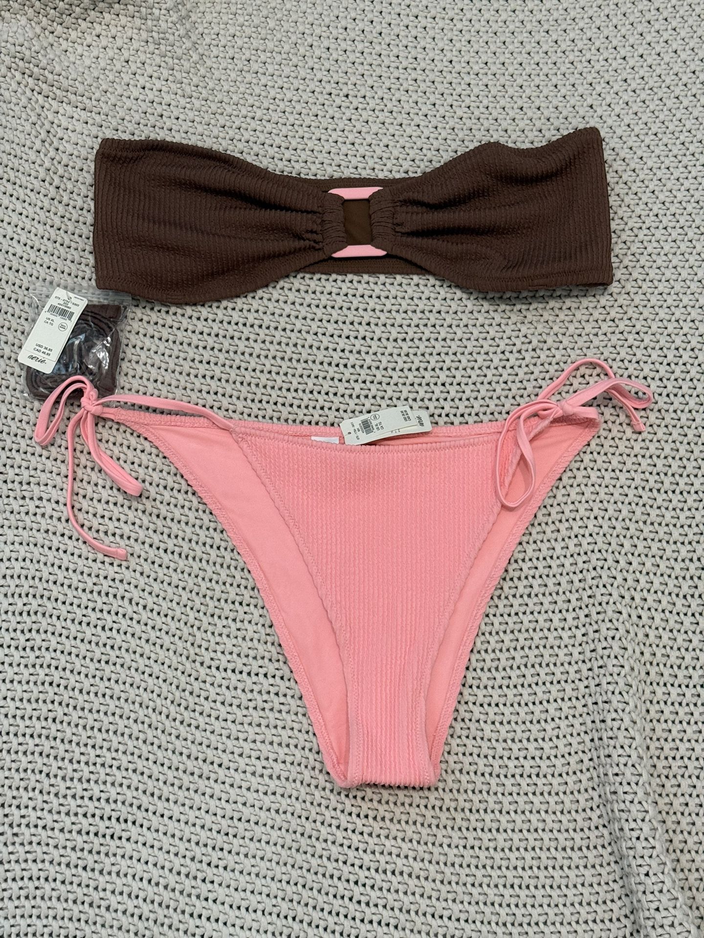 NWT Aerie Pink & Brown Bikini Size XL