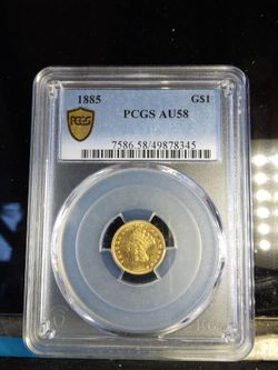 1885 $1 Gold indian princess AU58 PCGS