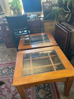 Wood and Glass end tables b