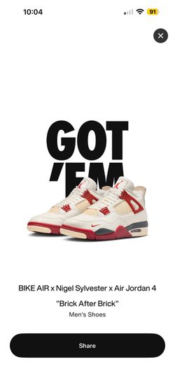 Nike Air Jordan x Nigel Sylvester retro 4 “Brick after Brick” Sz 7.5