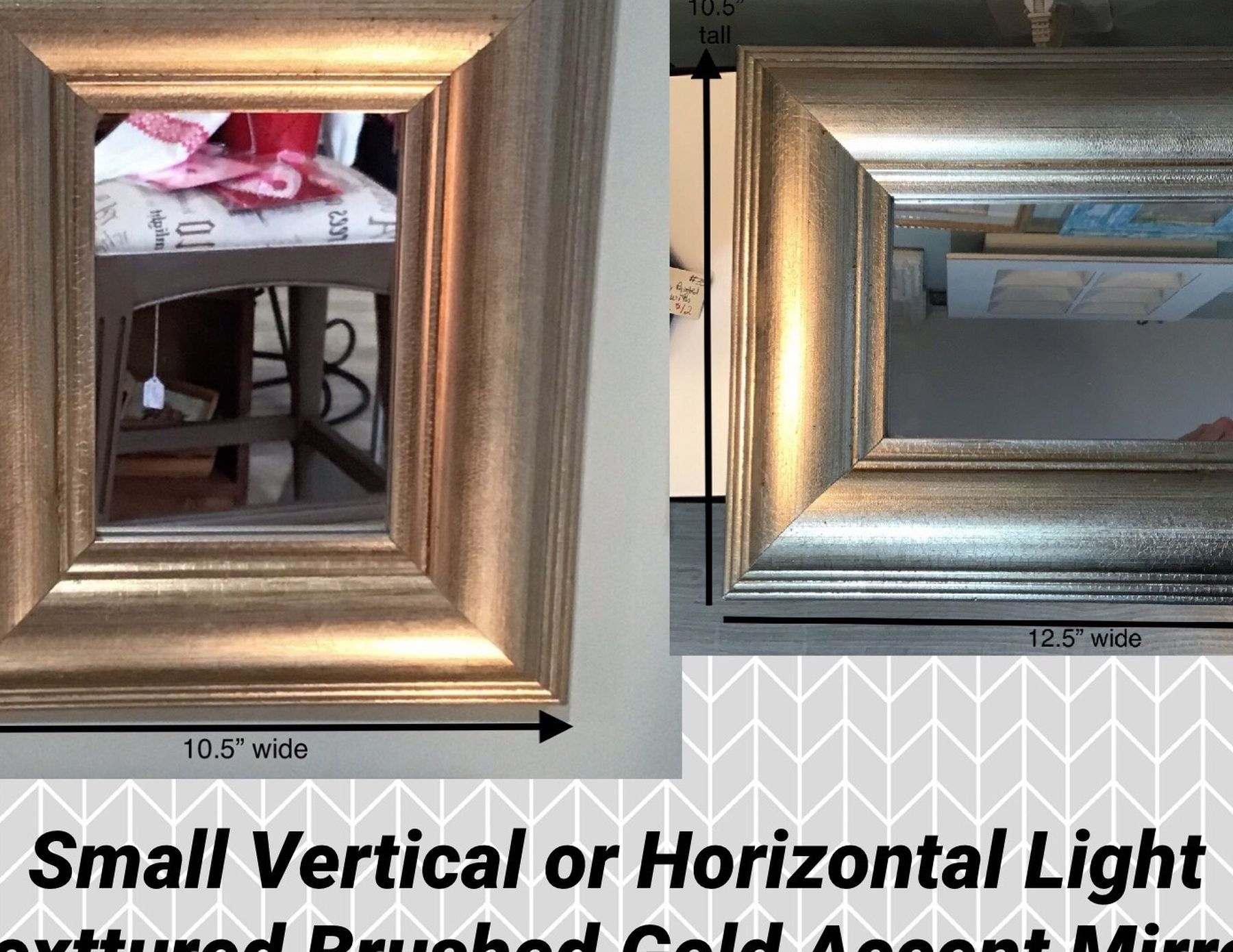 Small Textured Light Brushed Gold Framed Accent Mirror