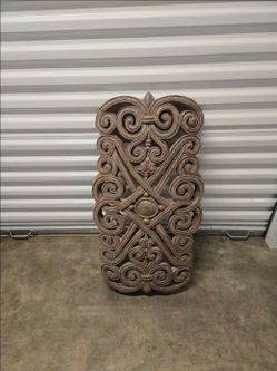 Brown Plastic Scrollwork Wall Plaque Decorative Rectangle Vertical