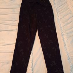 Girls Leggings Size 7 365kids Black Horse Decor 