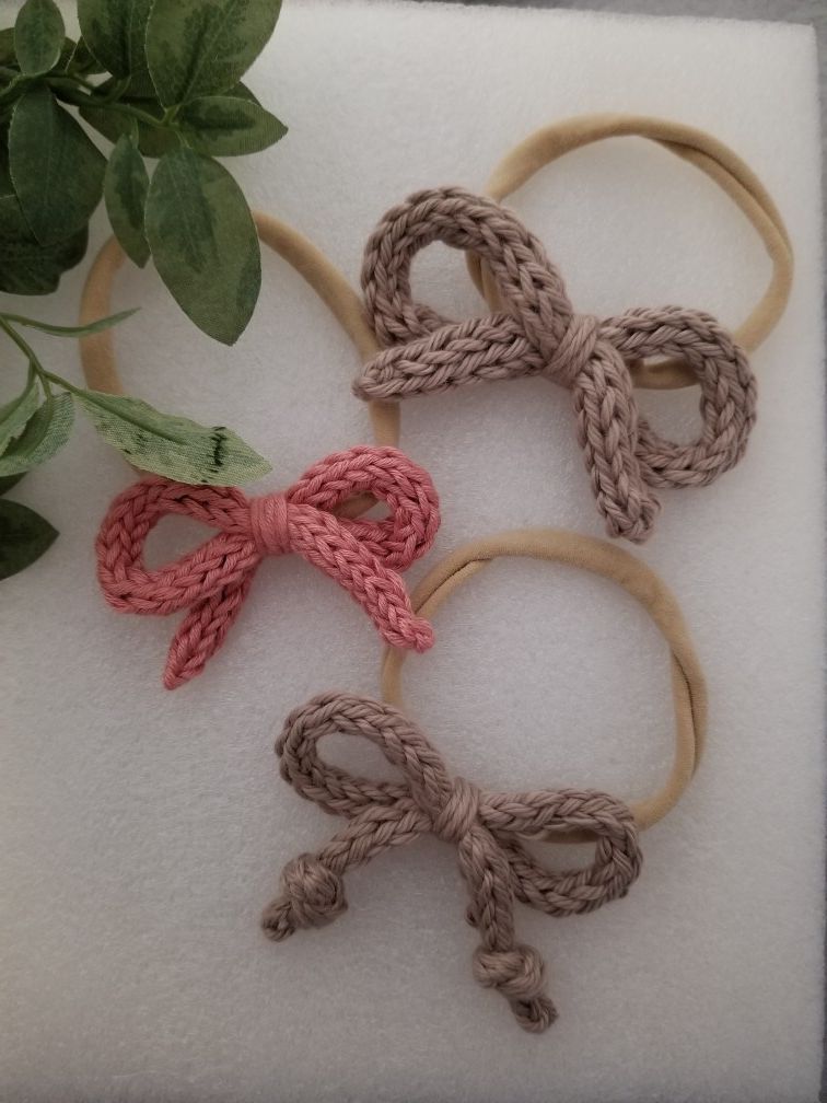 Knitted bow headband Set