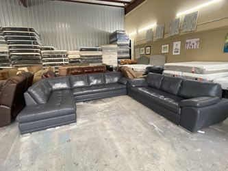 Leather Gray Living Room 