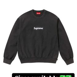 Supreme SS 25’ Week 3 Washed Logo Crewneck Black L, Navy M, License Plate, Block Knit Beanie