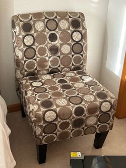 Armless Accent Chair Circle Print Fabric