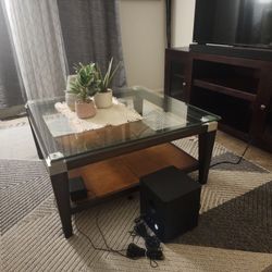 Glass Top Coffee Table w/ Storage Shelf