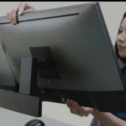 AV Editor Set Up Dual Dell Monitors 27" With Humanscale Heavy Duty Dual Monitor Arm