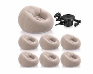 Realspring 6 Pcs Inflatable Bean Bag Chair with Air Pump, Coffee
