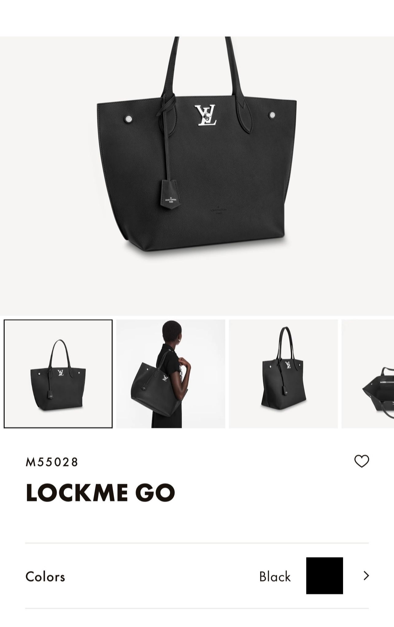 LOUIS VUITTON Authentic Women's Lock Me Go Tote Bag Black Leather M55028