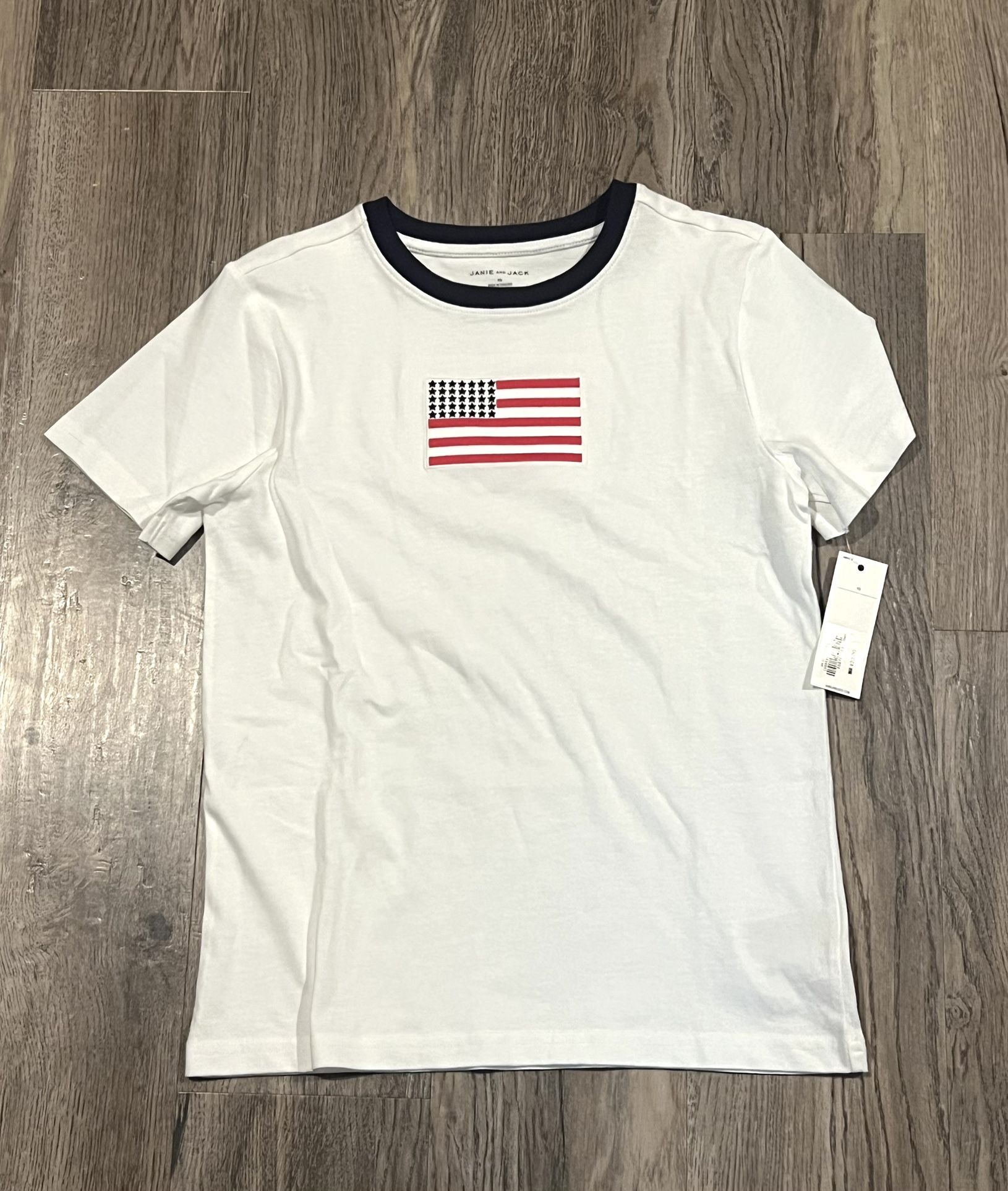 NWT Janie and Jack the Flag Tee. Fourth of July. Size 10.